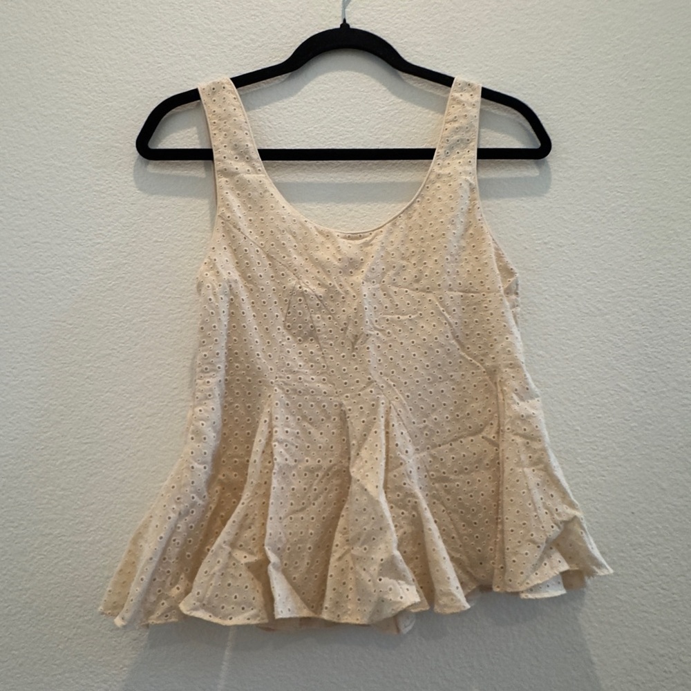 Rebecca Taylor Cream Peplum Tank Top